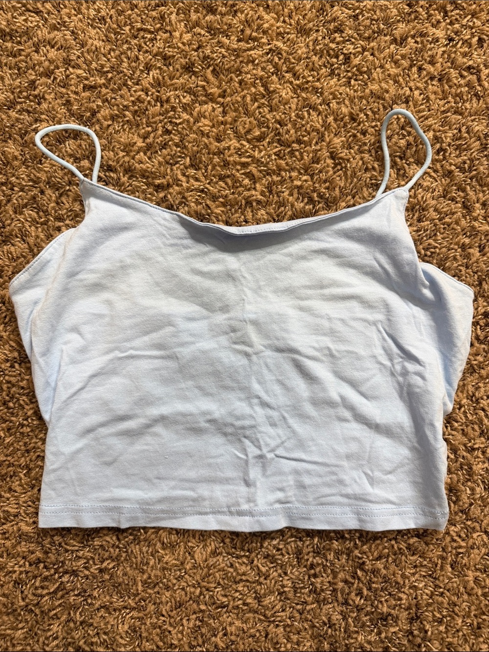 SHEIN Light Blue Ribbed Spaghetti Strap Crop Cami